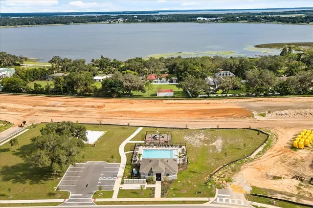 a view of a lake with a mountain