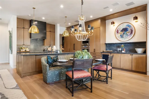 a spacious bedroom with a bed and a couch