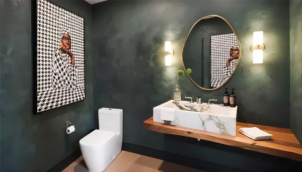 a view of a city with lawn chairs