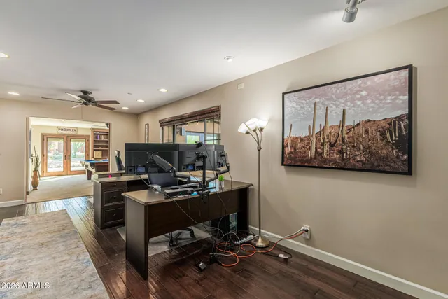 a living room with furniture