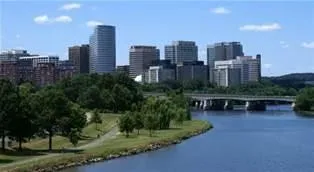 a view of a city with tall buildings