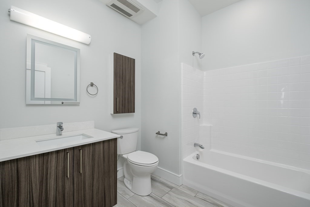 16 Laurel Street, Unit 201 Everett, MA 02149 - Photo 18 of 27 a bathroom with a sink a toilet and shower