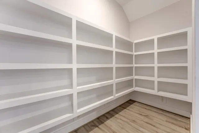 a view of a room with empty racks
