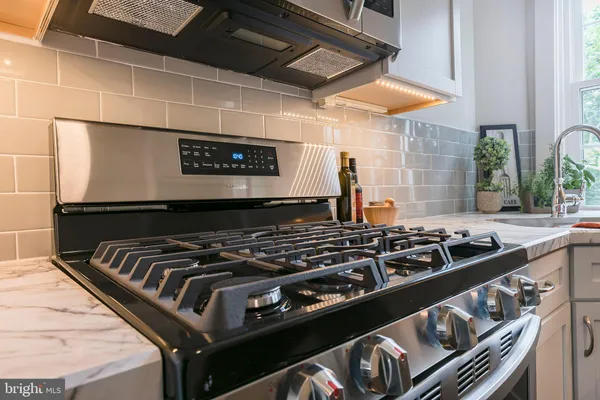 a close up of a stove top oven