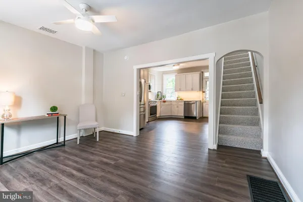a view of livingroom with furniture and wooden floor