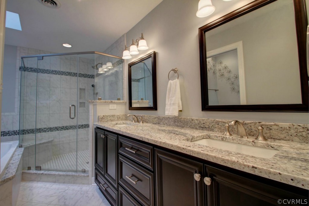 14101 Grangewood Road Midlothian, VA 23113 - Photo 11 of 17 a bathroom with a granite countertop sink mirror and double