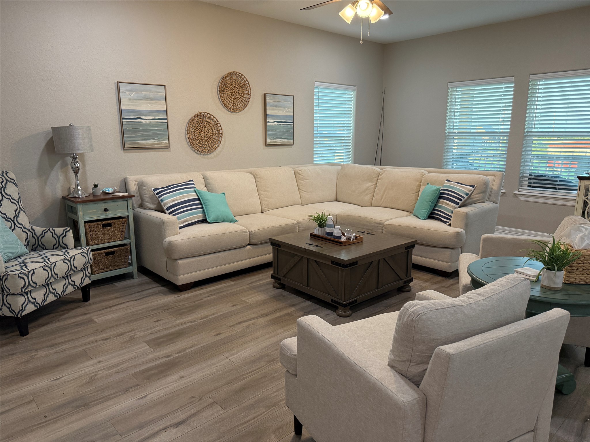 528 Thunder Road Surfside Beach, TX 77541 - Photo 6 of 22 a living room with furniture wooden floor and window