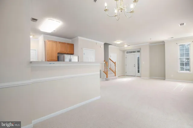 a view of a livingroom with a chandelier