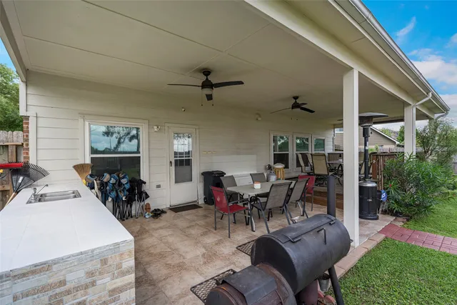 an aerial view of a house