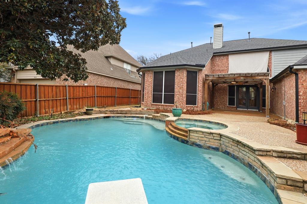 913 Cross Plains Drive Allen, TX 75013 - Photo 36 of 40 a view of a house with swimming pool and porch