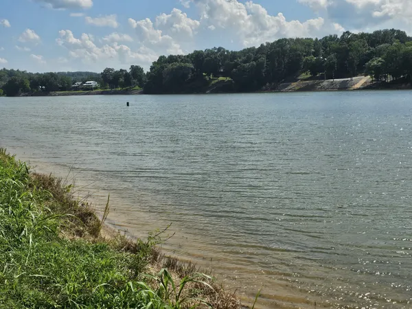 a view of lake and mountain