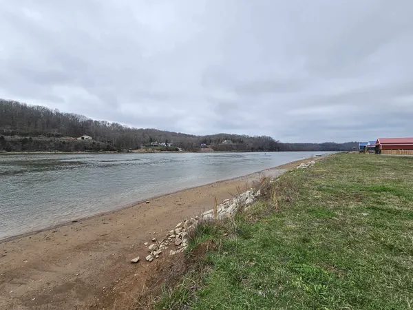 a view of a lake from a yard