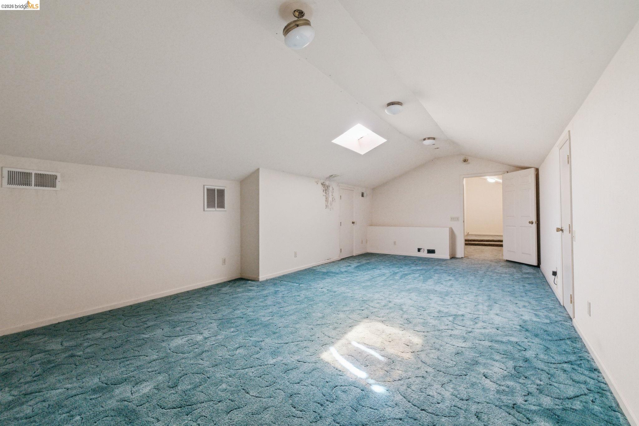 23608 Porcina Way Columbia, CA 95310 - Photo 27 of 51 Additional living space with vaulted ceiling, light colored carpet, and a skylight