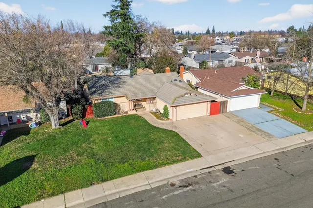 an aerial view of a house
