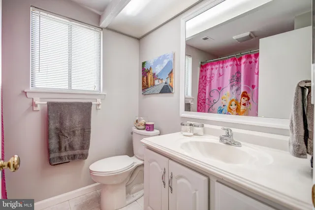 a bathroom with a sink a mirror a toilet and a window