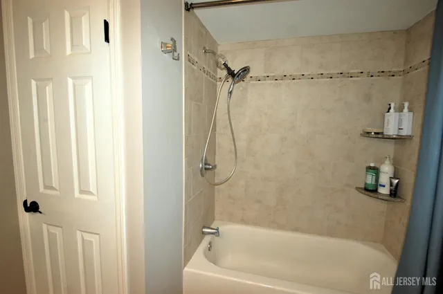 a bathroom with a bathtub