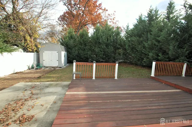 a view of a yard with plants and trees