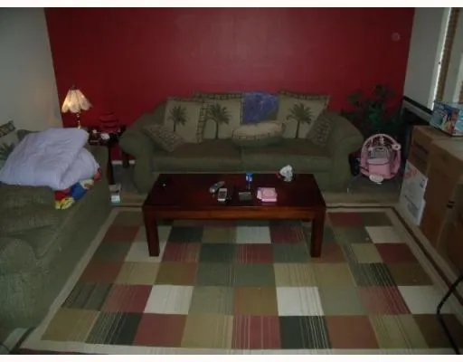 a living room with a rug