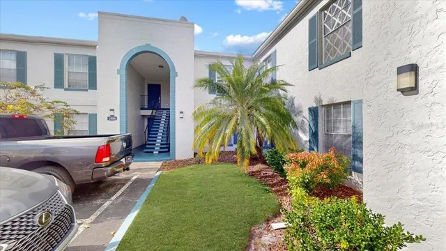 a view of a house with a patio
