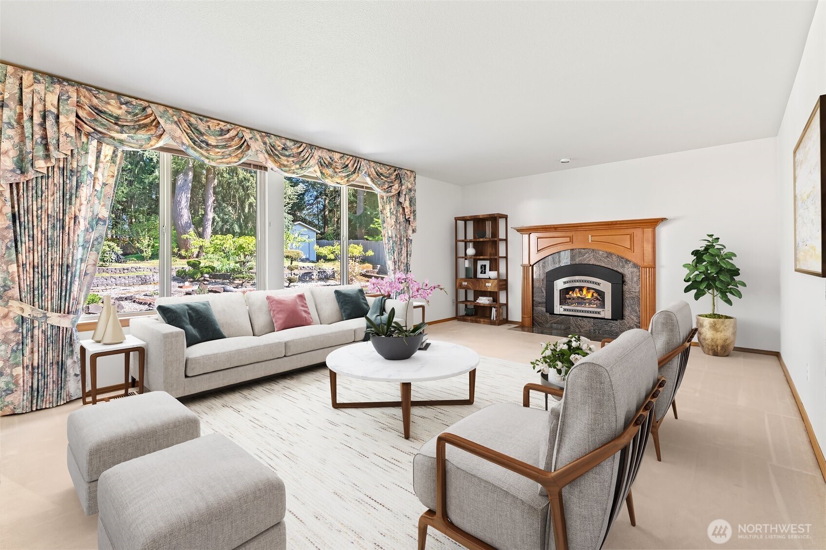 9536 Marlbrook Loop Southeast Olympia, WA 98513 - Photo 25 of 40 a living room with furniture and a fireplace