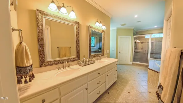 a view of a park with a large tree