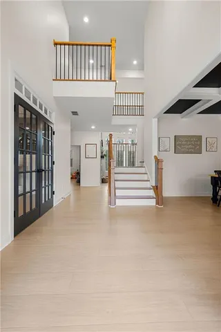 a living room with furniture fireplace and a couch