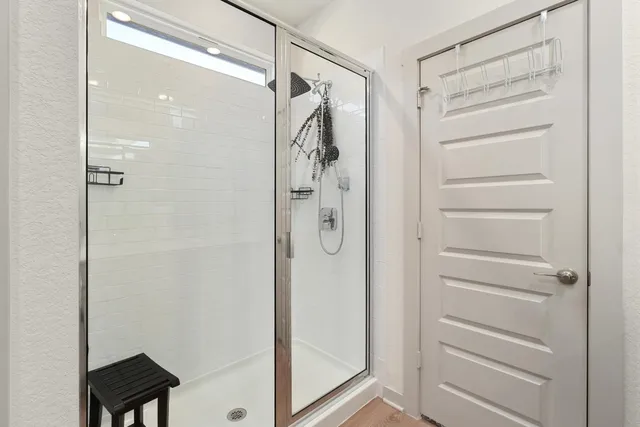 a bathroom with a shower