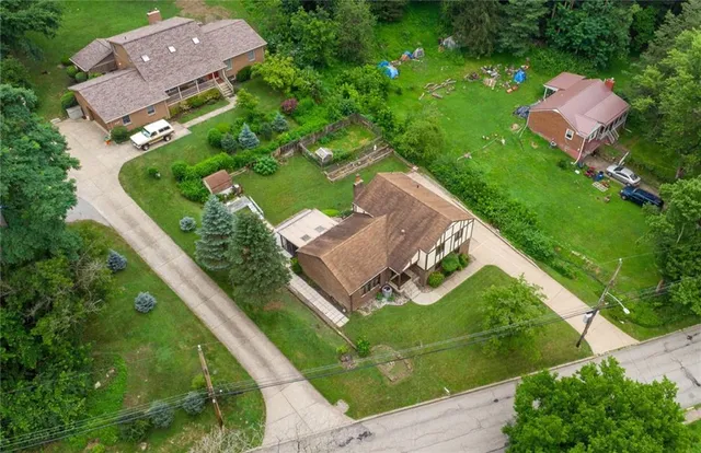 an aerial view of a house