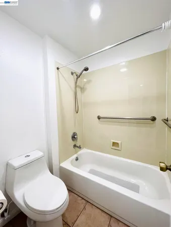 a bathroom with a toilet and a bathtub