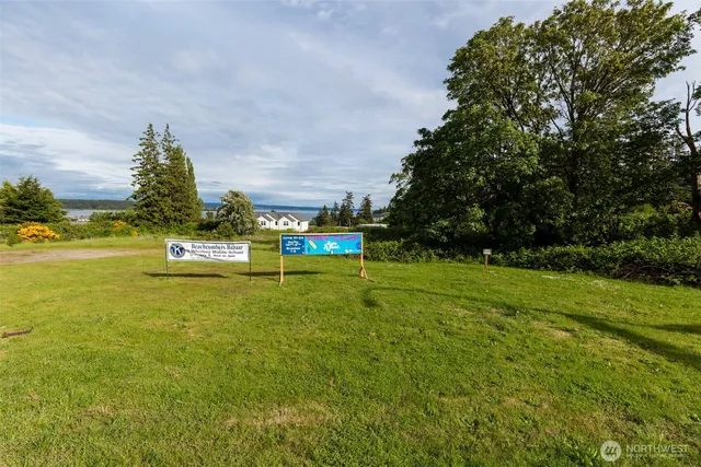 a view of a park with swings