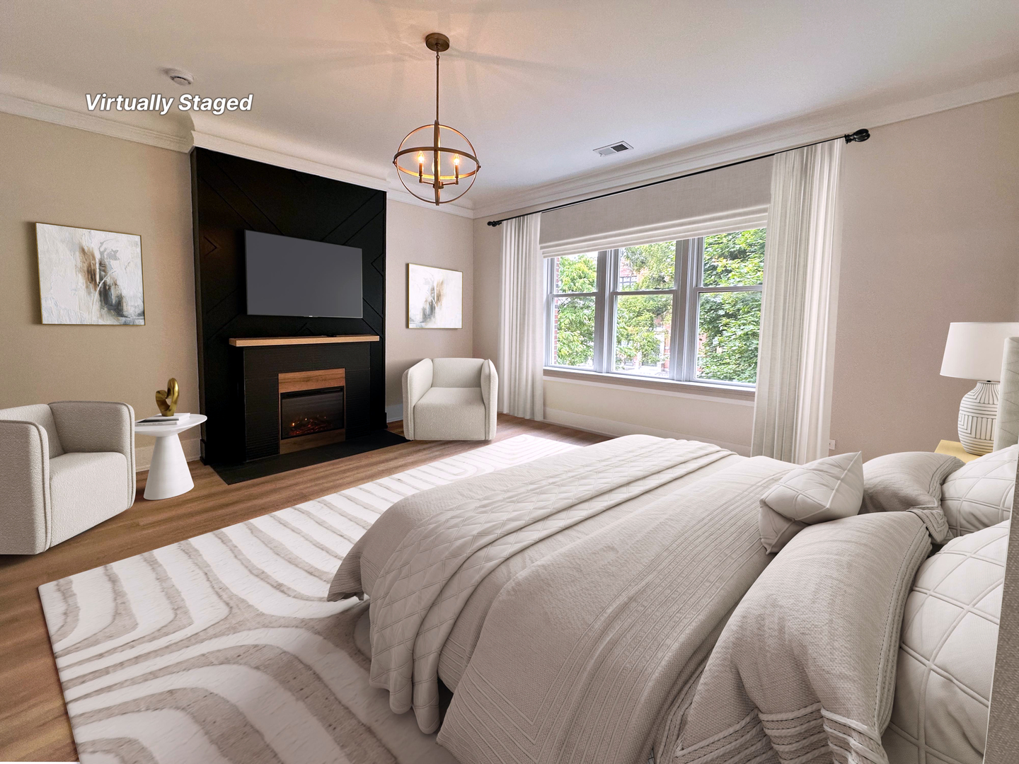 4409 South Prairie Avenue Chicago, IL 60653 - Photo 27 of 44 a bedroom with a bed and a flat screen tv