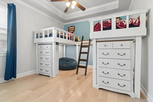 an empty room with furniture
