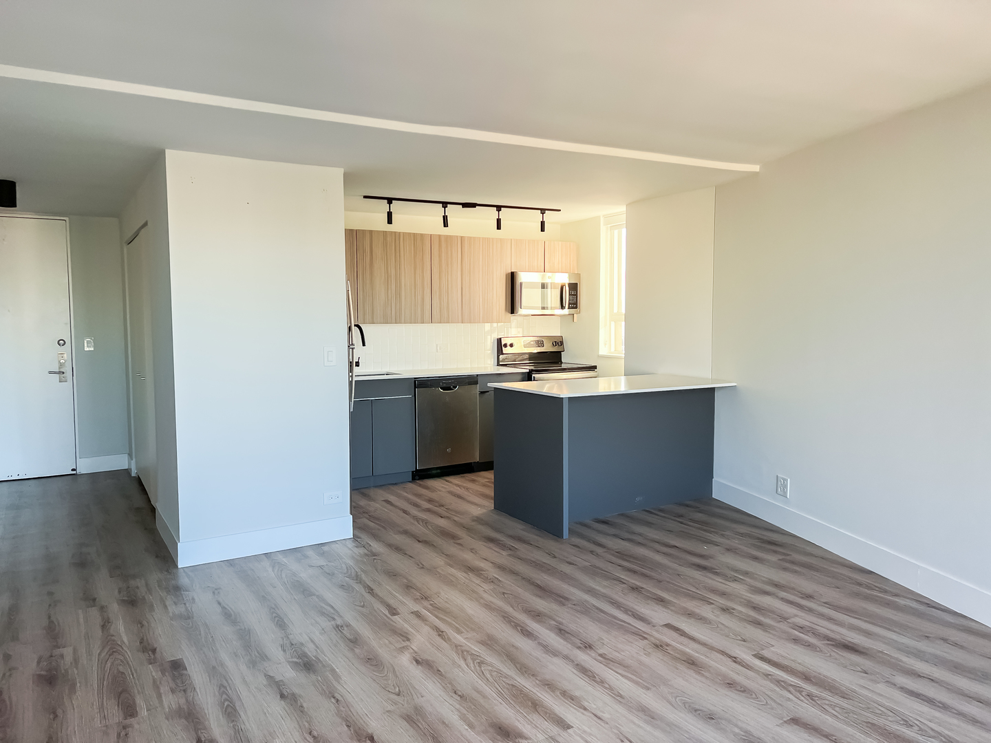 Undisclosed Address Chicago, IL 60611 - Photo 3 of 11 a view wooden cabinets a sink and wooden floor in a room
