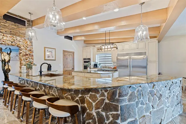 a kitchen with lots of counter top space