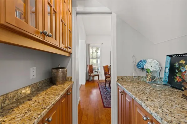 a kitchen with granite countertop lots of counter top space