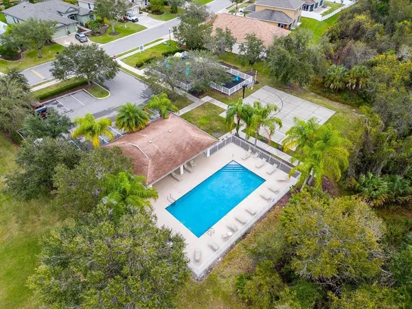 an aerial view of a house