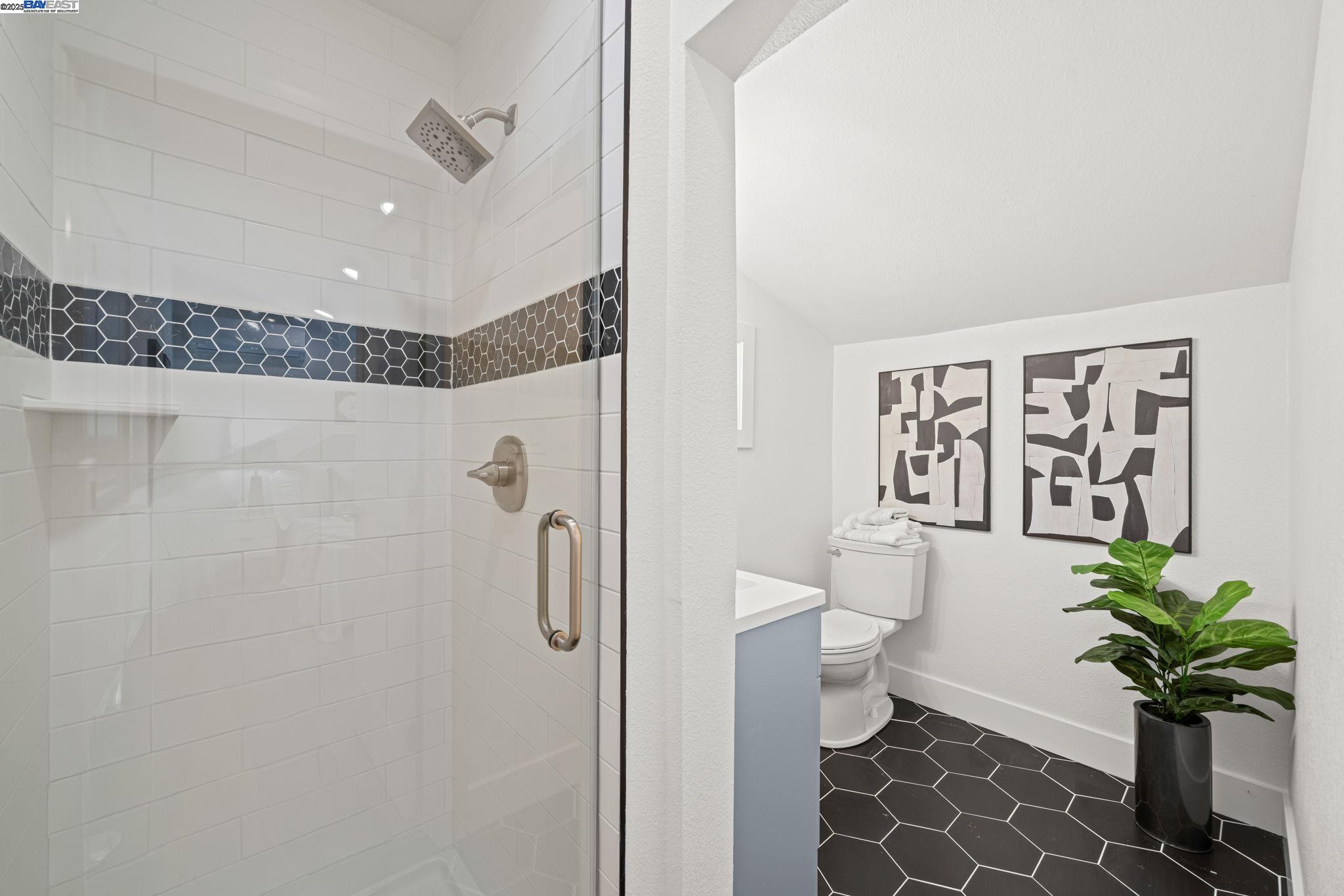 1038 Division Street Pleasanton, CA 94566 - Photo 45 of 53 a bathroom with a shower and a toilet