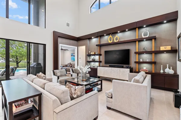 a living room with furniture