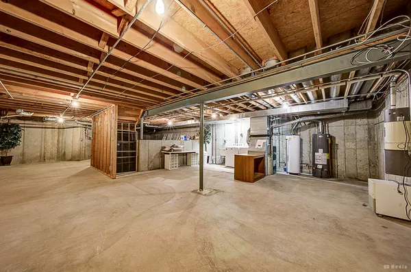 a view of a room with wooden walls