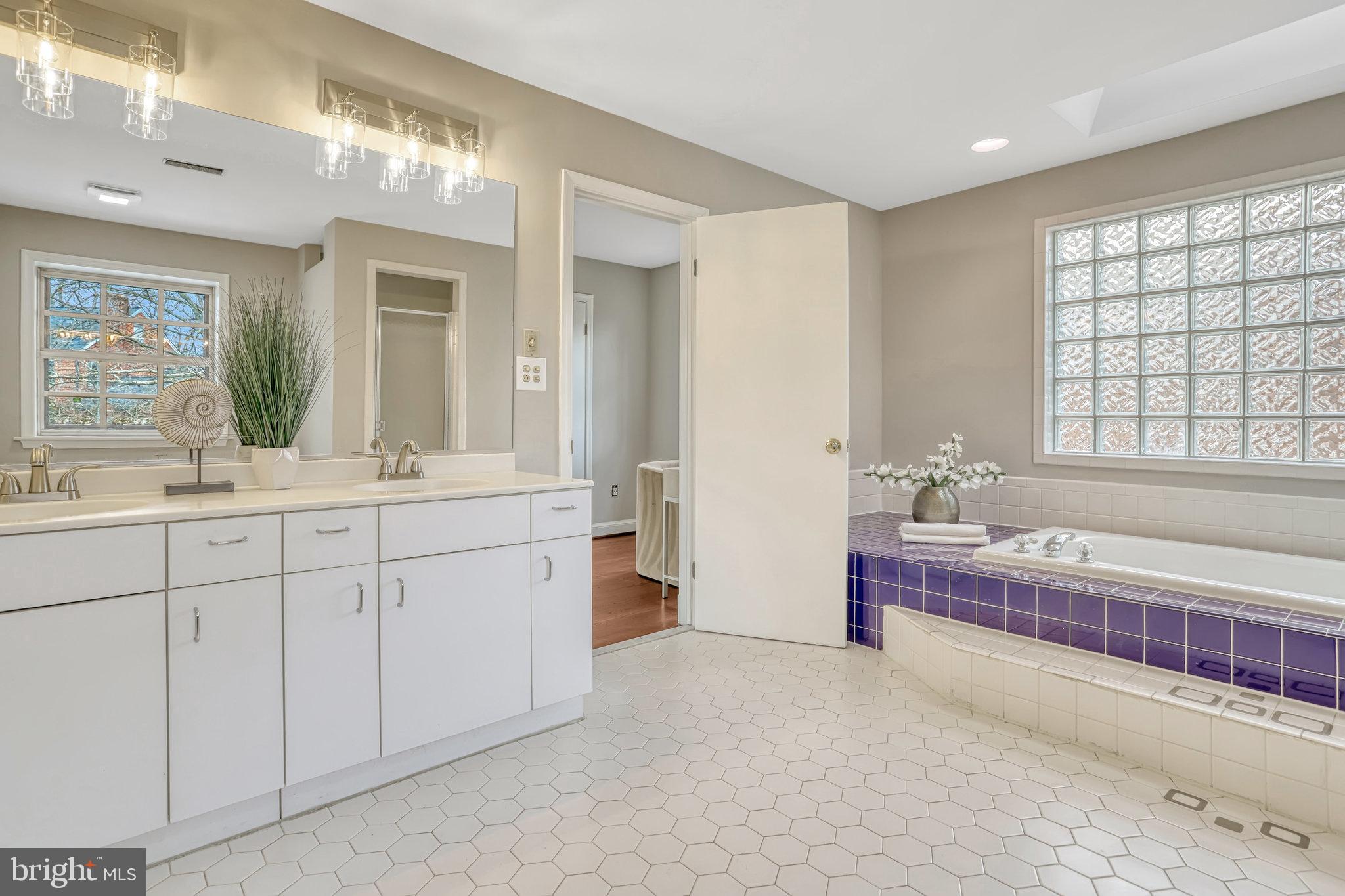 826 West Braddock Road Alexandria, VA 22302 - Photo 31 of 56 a spacious bathroom with a double vanity sink bathtub and next to a window