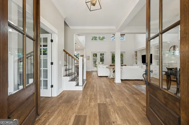 a view of a dining room and livingroom view
