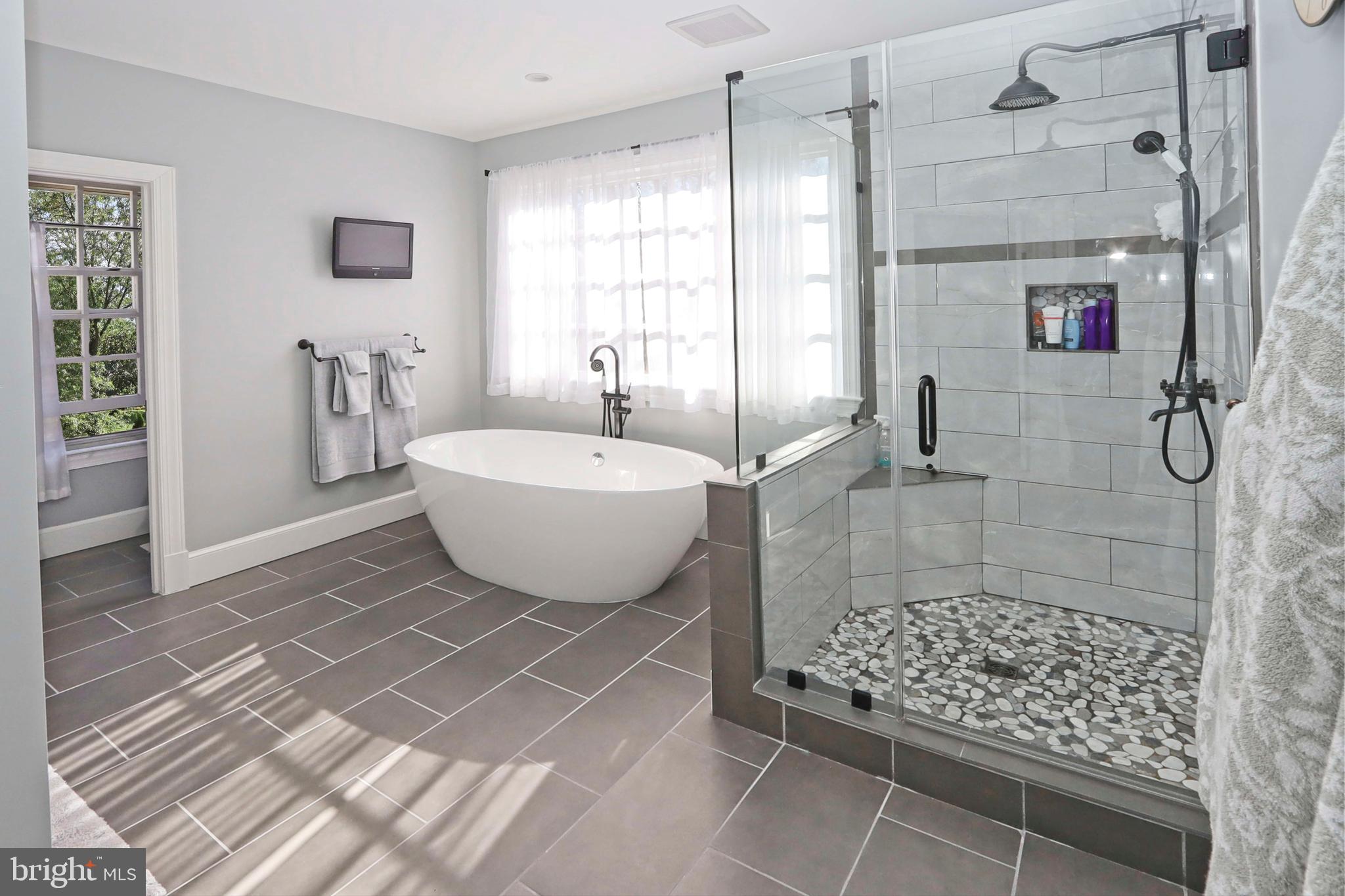 11272 Center Harbor Road Reston, VA 20194 - Photo 22 of 44 Free-standing tub and frameless shower
