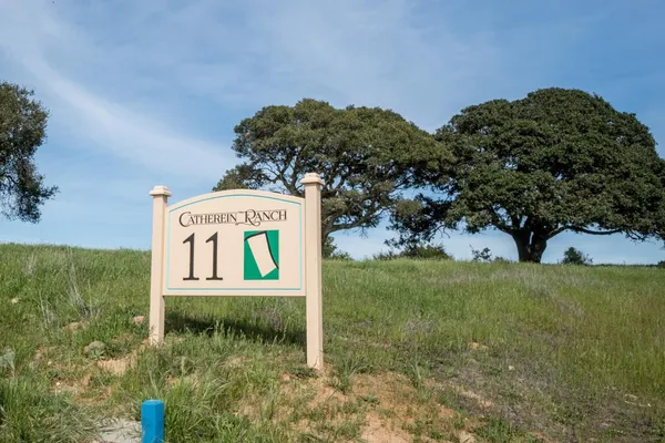 a sign of golf club on a wall under a tree