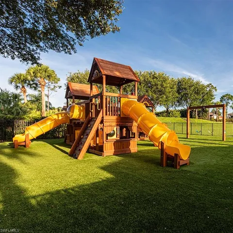 a view of a park with slide