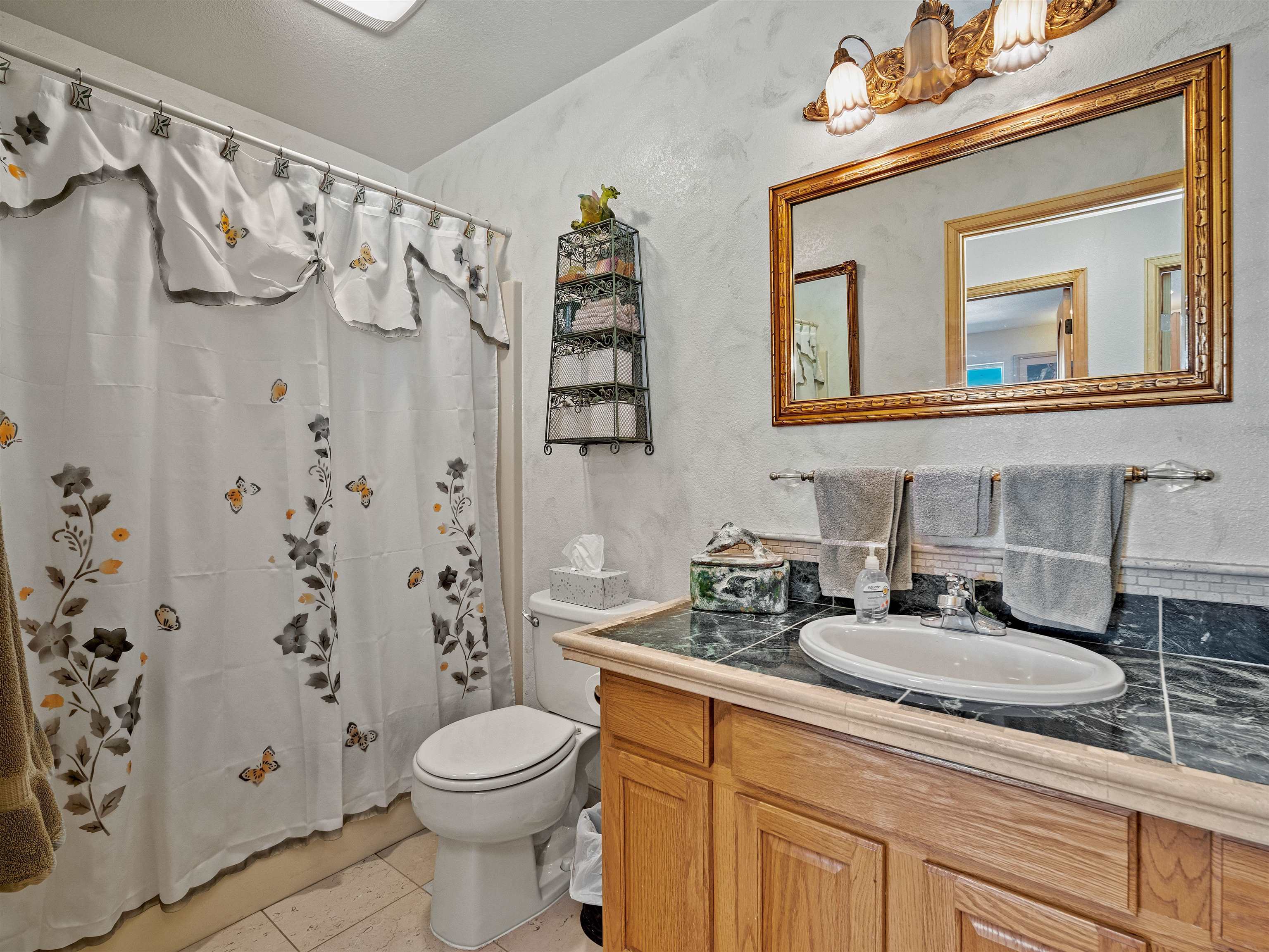 945 Prince Court Fruita, CO 81521 - Photo 22 of 38 a bathroom with a granite countertop sink mirror vanity and toilet