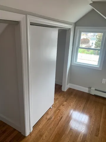 a view of an empty walk in closet