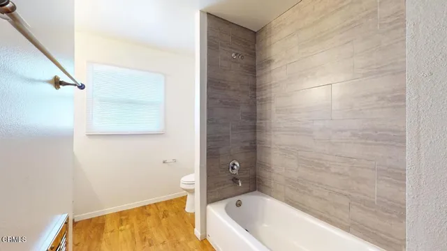 a bathroom with a bathtub