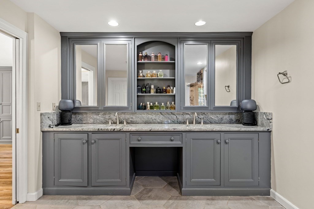 3 Burnham Lane Danvers, MA 01923 - Photo 21 of 41 a bathroom with a granite countertop sink and a mirror