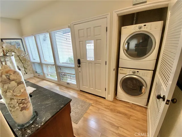 a view of a kitchen with washer and dryer