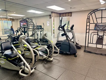 a view of a room with gym equipment